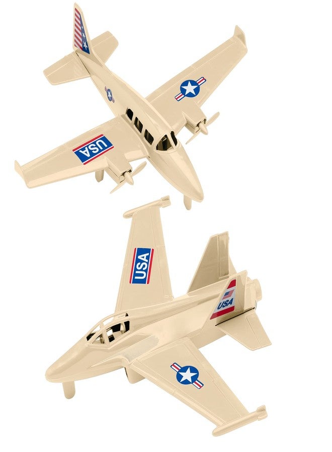 Tim Mee Toy TimMee Prop Plane & Fighter Jet - Desert Tan Plastic Army Men Airplanes US Made - Image 1